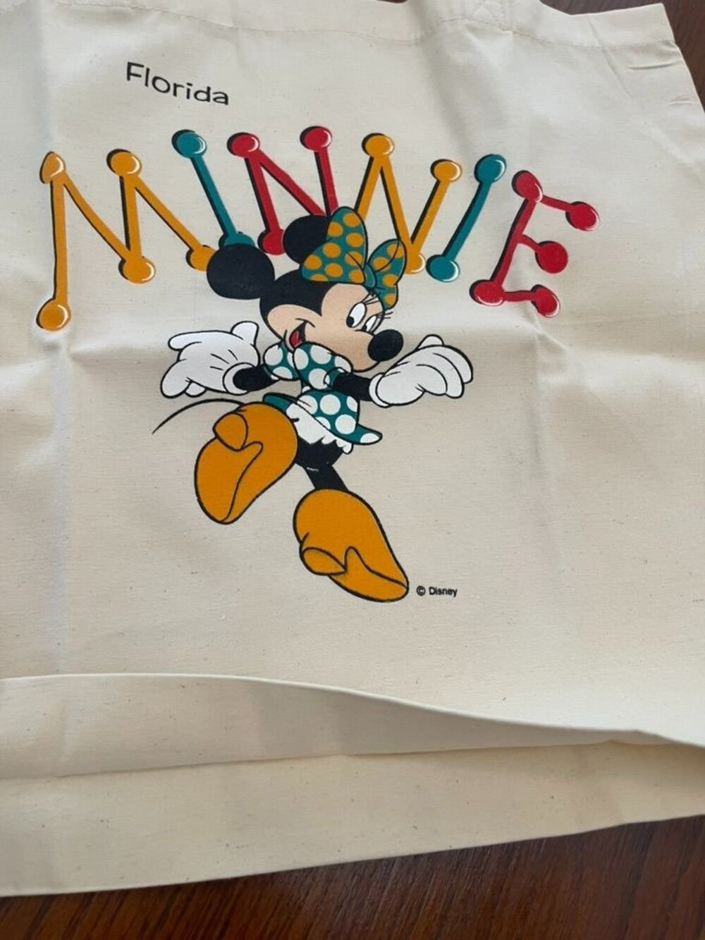 Vintage 80s Disney Minnie Mouse Florida Canvas Tote Bag NOS Souvenir WDW - Picture 2 of 3